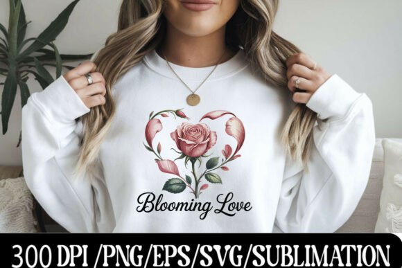 Download Romantic Rose Heart Floral Illustration - Premium Bundle