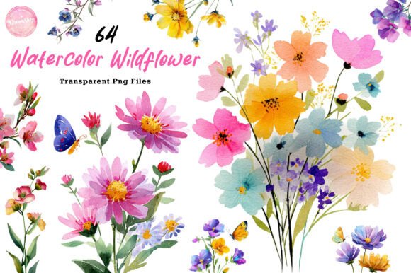 Download Watercolor Wildflower Clipart Bundle - Wildflower clipart Collection
