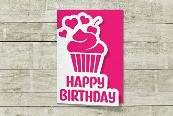 Download Papercut Birthday Card with Cupcake&nbsp;&nbsp; - Birthday Collection