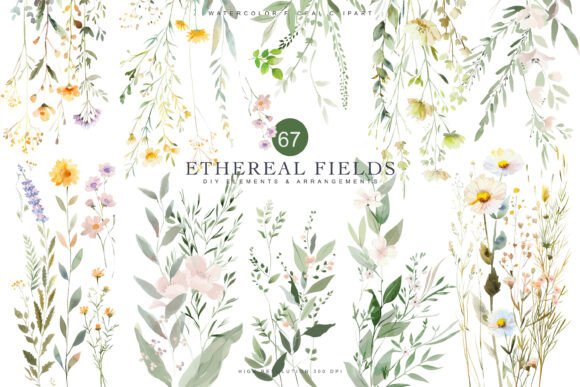 Download Watercolor Delicate Wildflower Clipart - Wildflower clipart Collection