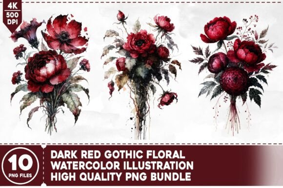Download Dark Red Gothic Floral PNG Bundle - Gothic floral png Collection
